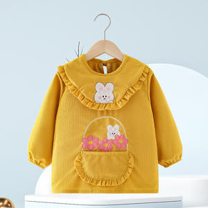 Babero con cuello de encaje <span class=keywords><strong>Cluny</strong></span> antiguo, punto pequeño de conejito cosido a mano y costillas de 14 gallos, delantal de fiesta de té real para niñas - Product Image 5