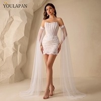 YouLaPan – manches de cape amovibles pour robe de mariée, avec fleurs en dentelle, longues manches en tulle, accessoires de robe de mariée séparables, VM32