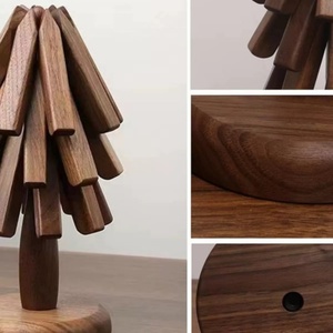 Kitchen Tree Shape <b>Trivet</b> Set Foldable Cup Holder Wooden Coasters for Europe Style Restaurants - Product Image 3