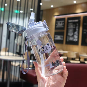 新款550毫升卡通弹跳盖塑料吸管杯带绳秤儿童水瓶耐热可爱杯水瓶 - Product Image 5