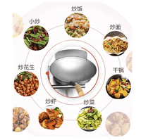 Machine à wok automatique au gaz Poweradd pour restaurant, poêle à frire, robot cuisinier intelligent rotatif pour riz frit, 220V, acier, usage domestique