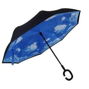 Parapluie professionnel à ouverture manuelle, à manche long inversé, avec tige droite en forme de C, personnalisable avec logo - Product Image 4