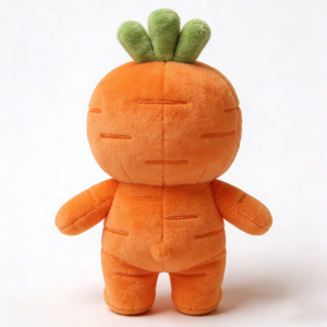 Customized Ultra soft short velour farm veggie cushion plush, Round pale <b>pink</b> blush cheeks and playful tongue-out smile - Product Image 4