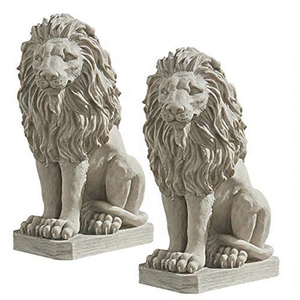 Gruppo Guardiano <span class=keywords><strong>Leone</strong></span> Statua Arenaria Naturale Aspetto Fatta di Resina Leggero 28 "di <span class=keywords><strong>Altezza</strong></span> - Product Image 5