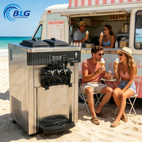 Machine à glace molle commerciale BLGC avec 3 buses, cône en acier inoxydable, 3 saveurs