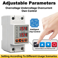 WZOODQ 220V 63A Voltímetro Monofásico con Protección de Límite Ajustable y Protector de Bajo Voltaje 1-40A 1-63A Tipo de Corriente CA
