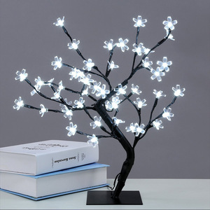 Cerisier avec 48 LED en forme de bonsaï, fleur de cerisier, en PVC transparent, avec câble ue/US, pour décoration de noël, maison, nouveauté 2020 - Product Image 1