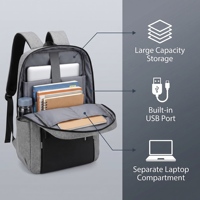 Sac à dos universitaire minimaliste noir mat imperméable en tissu Oxford avec fermeture éclair antivol pour homme, idéal pour les trajets quotidiens, ensemble de trois pièces