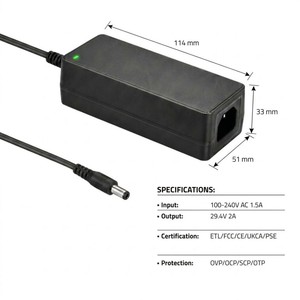 Adaptateur de <span class=keywords><strong>chargeur</strong></span> de batterie Li-ion 29,4 V 2 A pour vélo électrique, scooter, batterie au lithium LifePO4 7S 24 V 25,2 V 29,4 V - Product Image 3