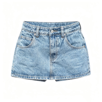 Jupe en jean à ourlet droit pour femme, mini-jupe taille mi-haute avec short intégré, style à ourlet nettoyeur, facile à enfiler