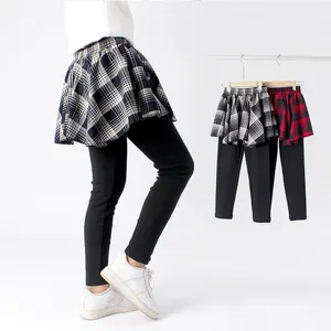 British Style Teen Cotton Cashmere Plaid Skirts Tight Leggings Popular 120 To 160cm Campus Cheerleading Elastic Girls Pants