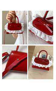 Bolso de Moda de Color Sólido, Bolso Cruzado para Niñas, Mini Bolso de Hombro con Lazo para Niños - Product Image 3