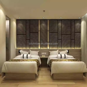Economical 3 Star Hotel Bedroom <b>Sets</b> Modern Wood Frame Twin <b>Beds</b> with Integrated Work Desk & Living Area Furniture For <b>Full</b> Room - Product Image 1