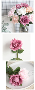 Venta al por mayor rosas blancas rojas flores artificiales seda tacto real rosas artificiales <span class=keywords><strong>a</strong></span> granel tallo único ramo de rosas - Product Image 6