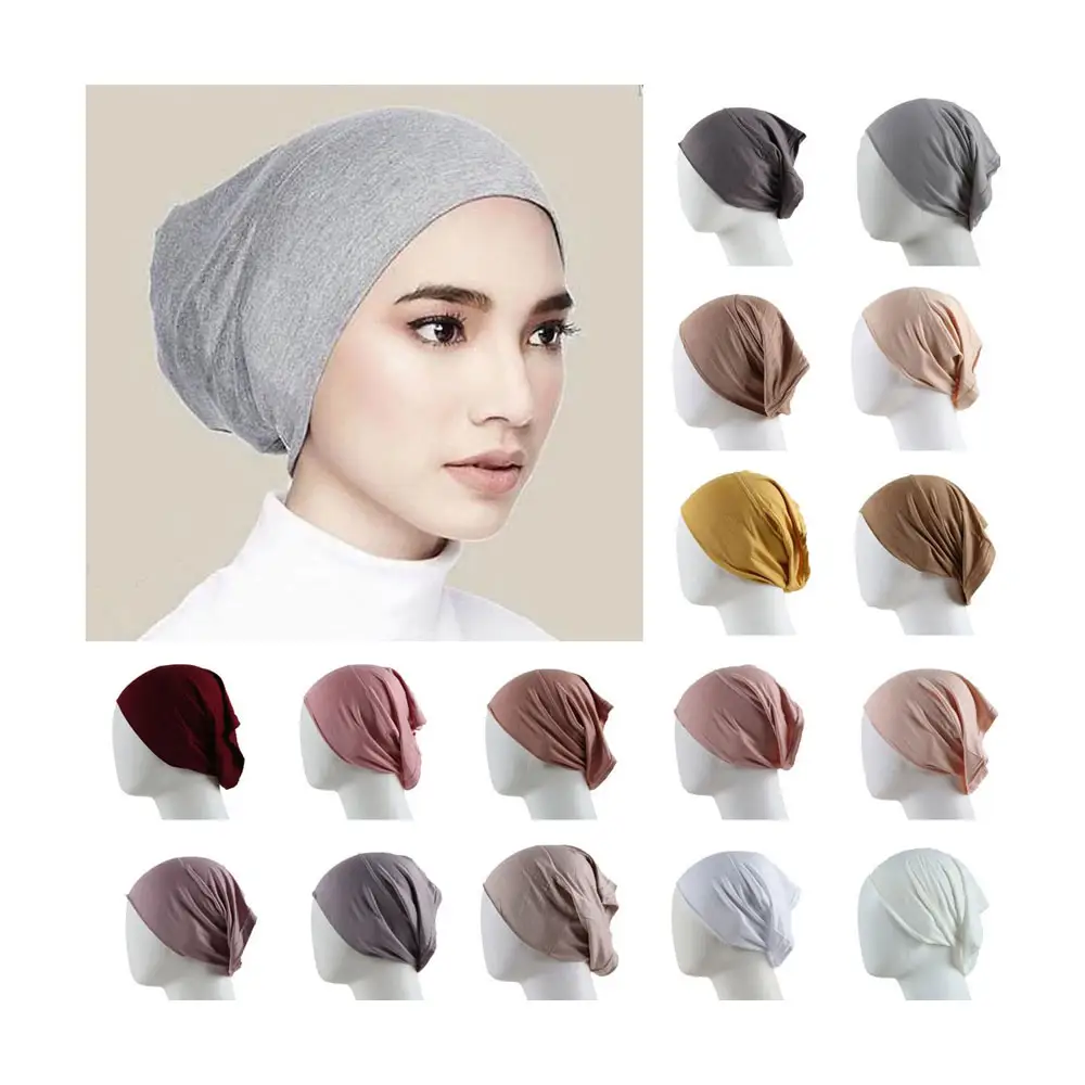 Внутренний хиджаб, шапки, оптовая продажа, эластичный хлопковый трикотажный головной убор, хиджаб для мусульманских женщин, под шарфы