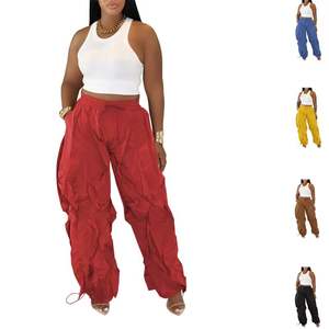 กางเกงคาร์โก้เอวสูงแฟชั่นผู้หญิงดีไซน์ใหม่สำหรับฤดูใบไม้ร่วง ขายส่ง สไตล์ลำลองหลวมๆ - Product Image 1