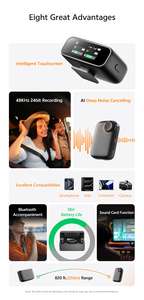 Système de microphone cravate sans fil Syncmic S20 à double microphone avec écran tactile et réduction de bruit AI pour l'<span class=keywords><strong>enregistrement</strong></span> et les appels, mini microphone <span class=keywords><strong>d</strong></span>'identification - Product Image 3