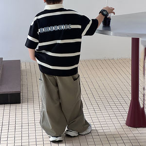 เสื้อโปโลเด็กผู้ชาย แขนสั้น ลายทาง ปักตัวอักษร คอปก ผ้าฝ้ายแท้ รุ่นซัมเมอร์ 2026 แฟชั่นสีสันตัดกัน - Product Image 4