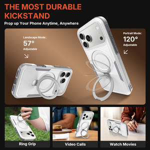 Funda Multifuncional Blanca Antideslizante y Resistente a Impactos con Soporte y Carga Inalámbrica Magnética para iPhone 17 Pro <span class=keywords><strong>Max</strong></span> - Product Image 5