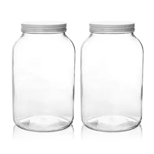 100% BPA ücretsiz 1 galon Kombucha fermantasyon cam şişe hava geçirmez turşu çay gıda depolama cam Metal vidalı kapak