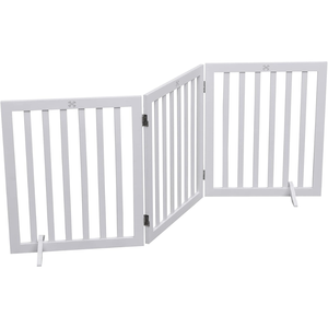 Free Standing Short <b>Dog</b> Gate Acacia Modern Small Pets No Pawblems 3 panels Oil Stain (Black) Solid New Top Pet Gate - Product Image 2