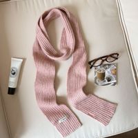 Écharpe longue et fine de style coréen minimaliste, imprimée par transfert thermique, légère, couleur unie, pour activités de plein air, automne-hiver, adulte
