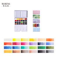 Ensemble de peinture à l'aquarelle solide de qualité supérieure, série Gem, qualité artiste, mini format portable