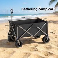 Chariot de plage pliable robuste avec grandes roues, chariot de camping pliable, chariot de pique-nique, chariot de courses, chariot de jardin