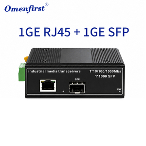 Industrial Gigabit Media Converter 1 RJ45 to 1 SFP Slot PoE Optional 1000Mbps Fiber Optic Switch DIN-Rail Installation - Product Image 1