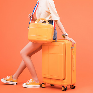 <span class=keywords><strong>Valise</strong></span> à roulettes rigide à carreaux style <span class=keywords><strong>ado</strong></span>, 2 pièces, 13/20/24 pouces, ouverture frontale, serrure à combinaison pour ordinateur portable, matériau PC - Product Image 4