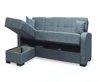Canapé d'angle moderne en forme de L avec lit, ensemble de rangement en tissu, écologique, confortable, gris foncé, adapté aux petits appartements