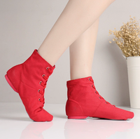 Chaussures de danse jazz en toile à semelle souple, à lacets, montantes, pour enfants et femmes, baskets d'entraînement modernes pour jazz et ballet