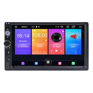 Radio Audio Mobil Universal, Radio Mobil 3G WiFi 7 "2 Din Layar Sentuh Android 9.0 RAM 2G ROM 16G dengan Navigasi GPS Gigi Biru OBD DAB TPMS