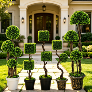 Arbre topiaire artificiel à triple boule, <span class=keywords><strong>plante</strong></span> <span class=keywords><strong>verte</strong></span> <span class=keywords><strong>en</strong></span> <span class=keywords><strong>pot</strong></span> <span class=keywords><strong>en</strong></span> faux buis pour projets d'aménagement paysager et de terrassement d'hôtels, villas et jardins, OEM - Product Image 3