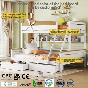 <span class=keywords><strong>Lit</strong></span> superposé <span class=keywords><strong>pour</strong></span> enfants en bois massif au design unique avec tiroirs et étagères, montage facile <span class=keywords><strong>pour</strong></span> chambre à coucher, hôtel ou appartement - Product Image 4