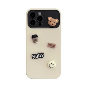 Casing ponsel Beruang 3D untuk iPhone15 Pro Max 14 Plus 13 12 11 XR X XS casing ponsel Dropshipping produk 2023 Cover belakang buram