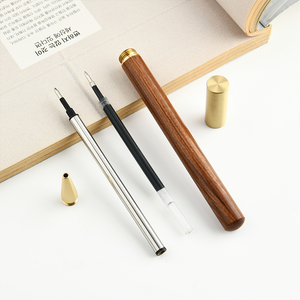 Premium Massief Palissander En Ebbenhout Retro Messing Balpen 0.5Mm Aangepaste Logo Gelpennen - Product Image 5