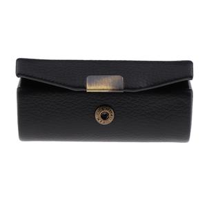 Custodia nera per il rossetto in pelle sintetica con specchio olografico per il trucco borsa con portaoggetti e tasca - Product Image 4