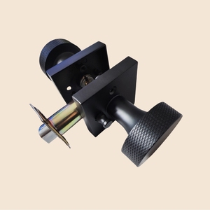 Ensemble de boutons de verrouillage de poignée intérieure robuste moderne carré privé entrée factice noir mat rosette moletée levier de porte - Product Image 5