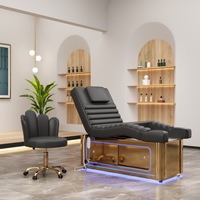 Table de massage électrique à 2 moteurs, réglable, pour soins du visage, salon de beauté, spa, esthéticienne, en cuir PU, avec télécommande
