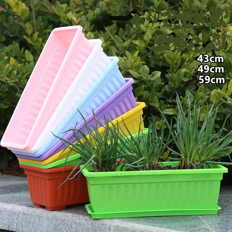 Maceta rectangular de plástico para vegetales, 43cm