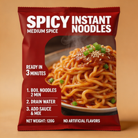 Fideos Udon de Trigo Duro Listos para Comer, Picantes, Bajos en Sodio, Sin Azúcar, en Vaso, Alimento Diario Nutritivo