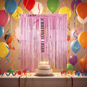 Tenda a Frange in Plastica Rosa Rettangolare per Decorazioni di Feste di Compleanno per Interni, Riutilizzabile, Taglia Adulto DS-001 - Product Image 2