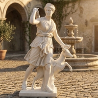 Sculpture de chasseuse néoclassique en marbre blanc massif, faite sur mesure, art figuratif gréco-romain pour église, sur commande, livraison mondiale