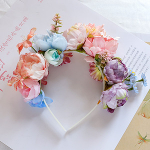 Nouvelle fleur coiffure bandeau floral femmes Rose couronne bandeau de cheveux mexicain fleur bandeau - Product Image 6