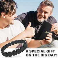 Bracelet en Hématite Non Magnétique pour Hommes Femmes, Bracelet Élastique avec Perles en Forme de Pomme, Bijou Unisexe Idéal