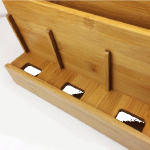 Support en bambou OEM en gros <span class=keywords><strong>pour</strong></span> iPad et téléphone <span class=keywords><strong>portable</strong></span> avec rainure, support de rangement en bambou - Product Image 4