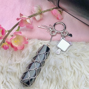 Porte-clés exquis en acier inoxydable avec pochette à maquillage, nouveau design créatif, mignon pendentif chat, miroir, cadeau pour fille - Product Image 4