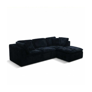 Multi-Functional Convertible Modular <b>Sofa</b>, Black Corduroy Compressed Couch with Customized Legs for Home & <b>Office</b> - Product Image 1