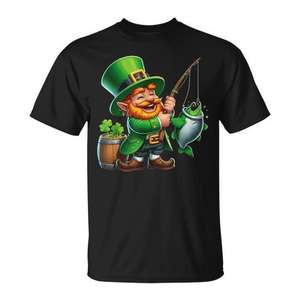 Camiseta de Pesca con Diseño de Trébol Irlandés para el Día de San Patricio, Camiseta Promocional para Hombre - Product Image 1